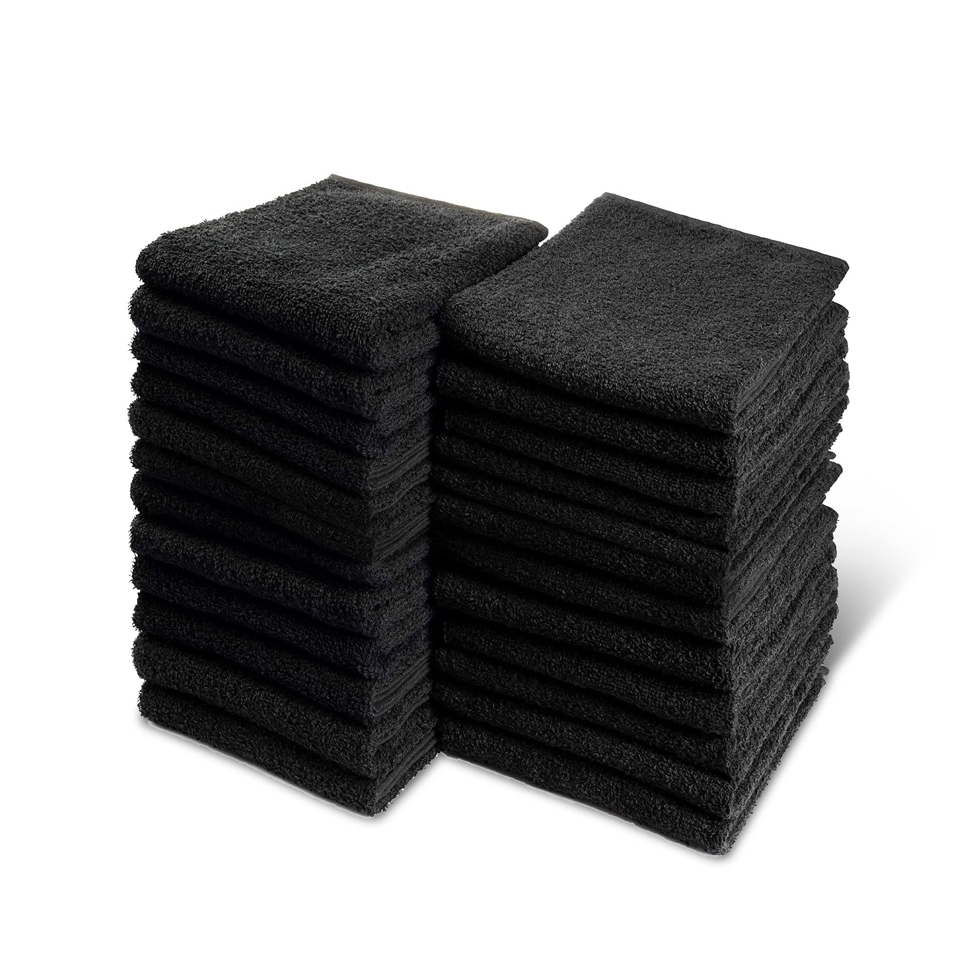 Black Bleach Proof Towels Set, 96 Pack 100% Cotton 16" X 27" Color Safe, Stain Resistant, Quick Drying Towels for Beauty, Hair and Nail Salon, Gym, Spa and Home Hair Care