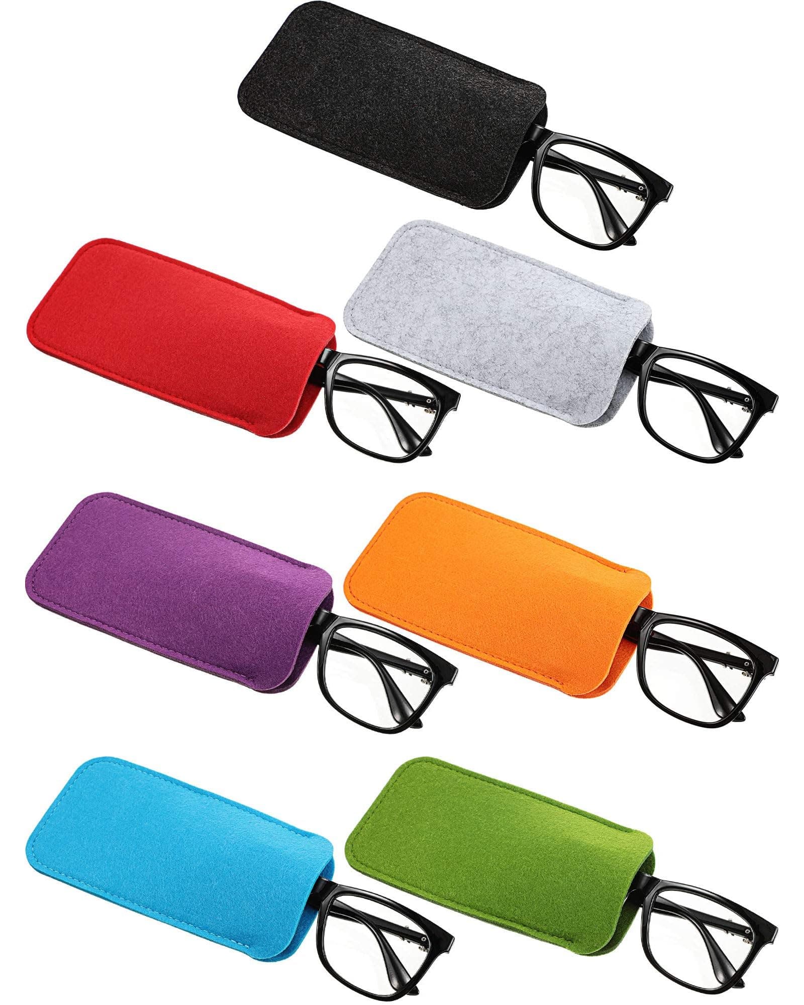 7 Pack Soft Eyeglass Cases Reading Felt Glasses Case Slip in Portable Travel Cloth Sunglasses Storage Pouch Sleeve for Men Woman