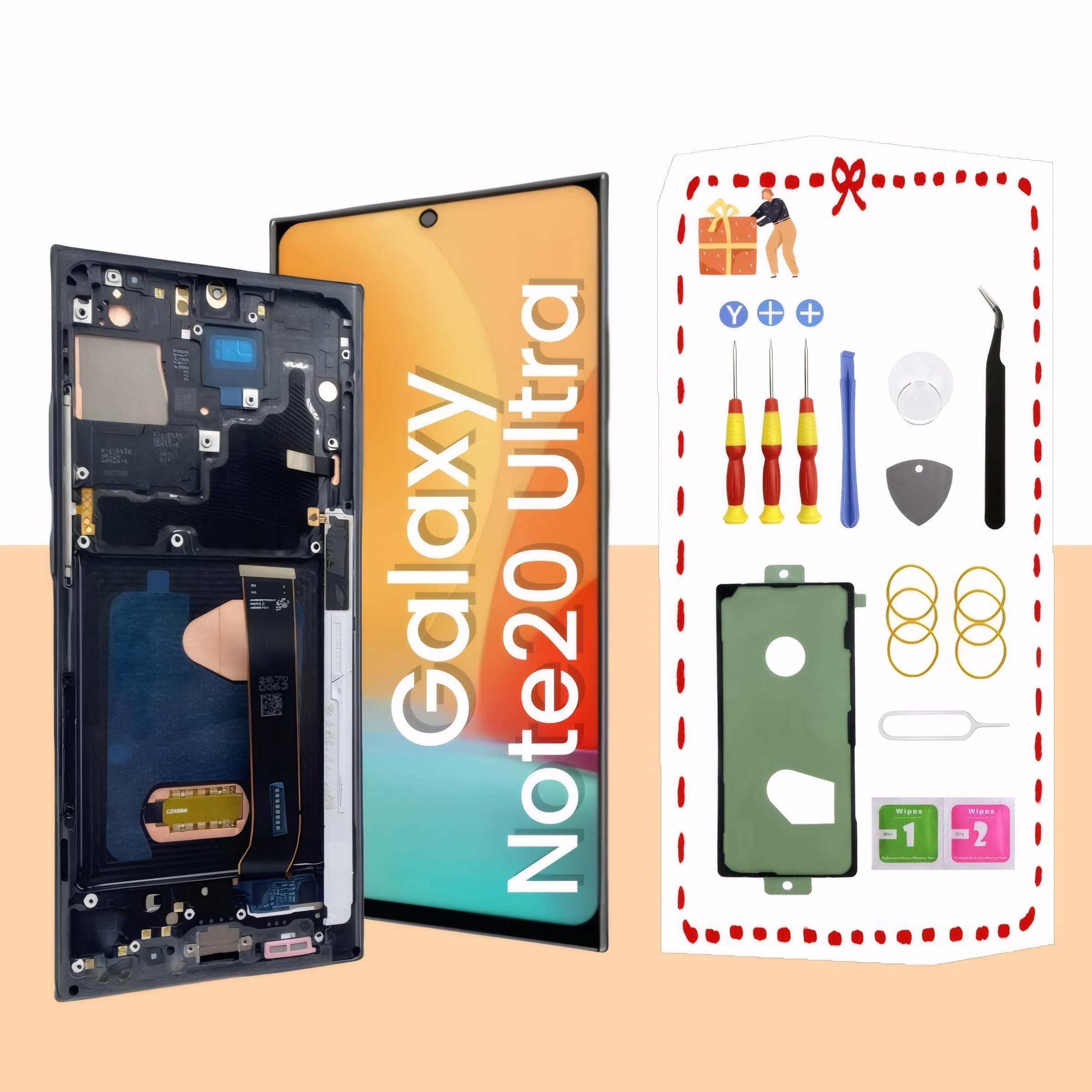 OLED for Samsung Galaxy Note20 Ultra 5G LCD Display Screen Assembly Replacement for Samsung Note 20 Ultra Touch Digitizer Screen with Frame Toolkits N985U N986U (Black)