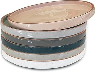 CERAMICS HIT PAUSE Flat Plates Set of 6-8 in - The Dessert, Salad, Appetizer, Small Lunch, etc Plate. Microwave, Oven, and Dishwasher Safe, Scratch Resistant. Kitchen Porcelain Dish - Neutrals