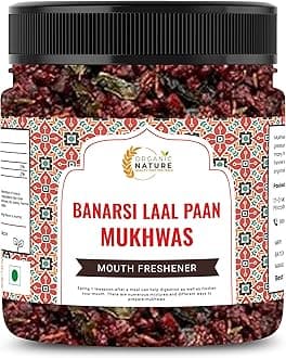 Organic Nature Banarasi Laal Paan Mukhwas [Mouth Freshener, Digestive, After-Meal Snack] [Jar Pack] (300 Grams (Pack of 1 of 300 Grams))