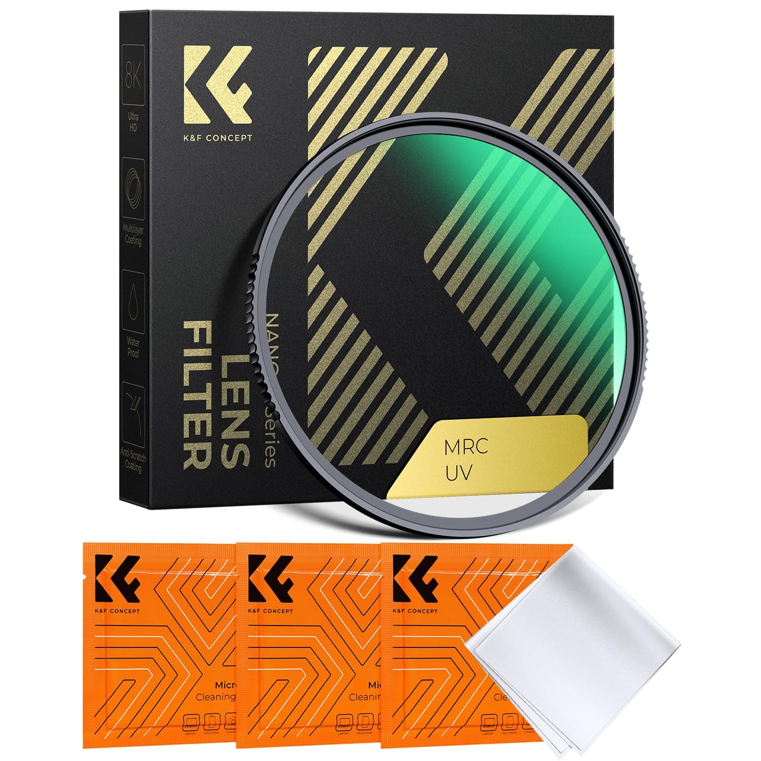 K&F CONCEPT 77mm MC UV Protection Filter with 28 Multi-Layer Coatings HD/Hydrophobic/Scratch Resistant Ultra-Slim UV Filter for 77mm Camera Lens (Nano-X Series)