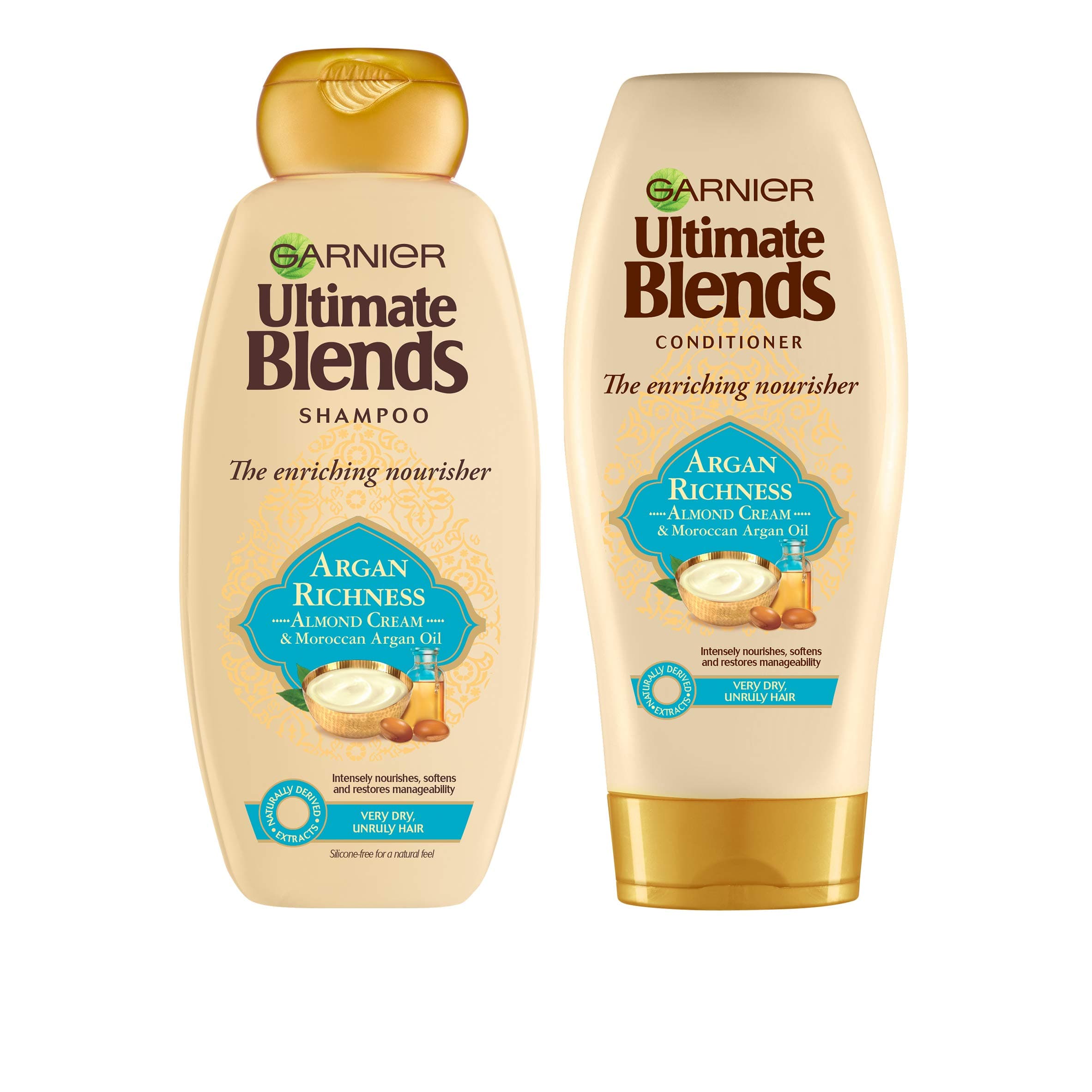 Ultimate Blends Shampoo & Conditioner Set | Argan Richness With Moroccan Argan Oil and Almond Cream Nourishing for Dry, Unruly Hair | 360 ml |