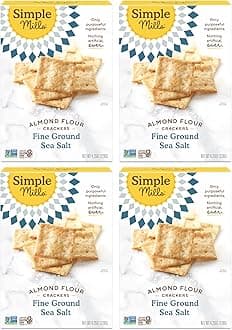 Simple Mills Almond Flour Crackers, Fine Ground Sea Salt - Gluten Free, Vegan, Healthy Snacks, 4.25 Ounce (Pack of 4)