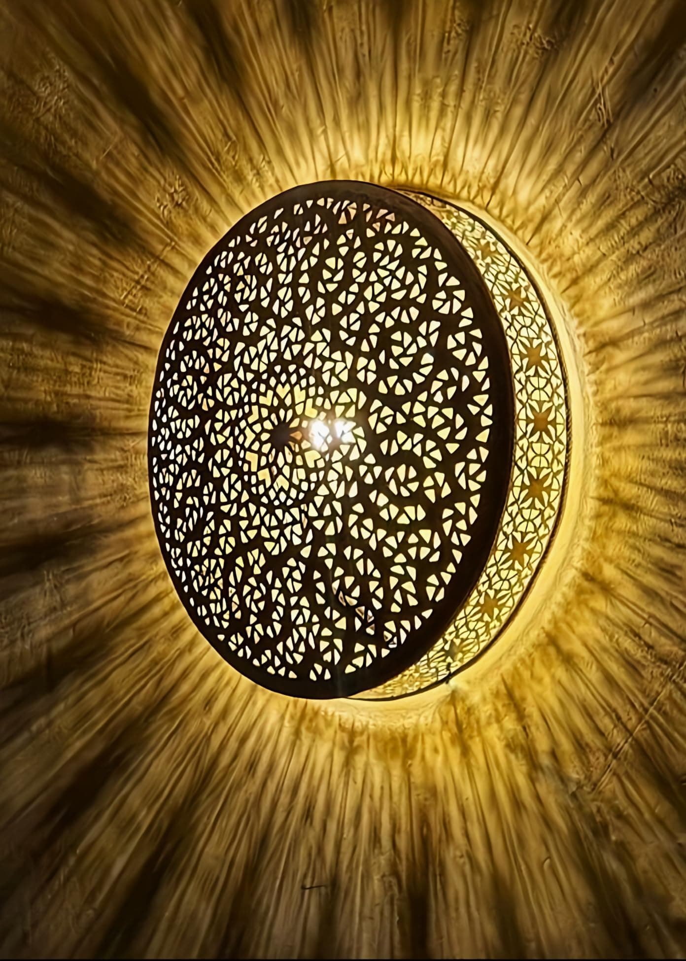 Moroccan Brass wall sconce lighting light wall mounted light modern wall sconce minimal contemporary wall sconce Wall Lamp-Oriental Wall Sconce Decor (Bronze, 50 cm / 18" inches)