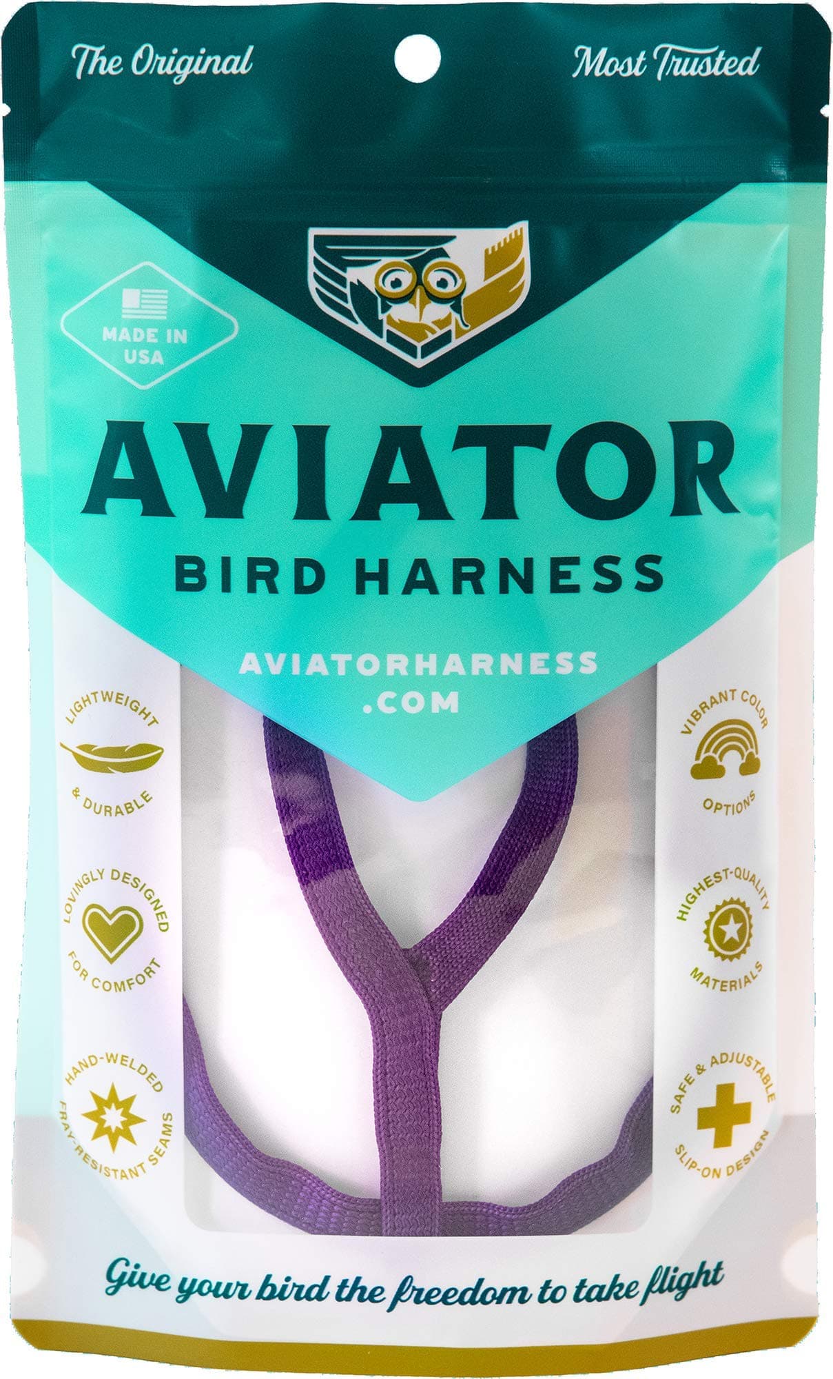 AVIATOR Pet Bird Harness: Medium Purple