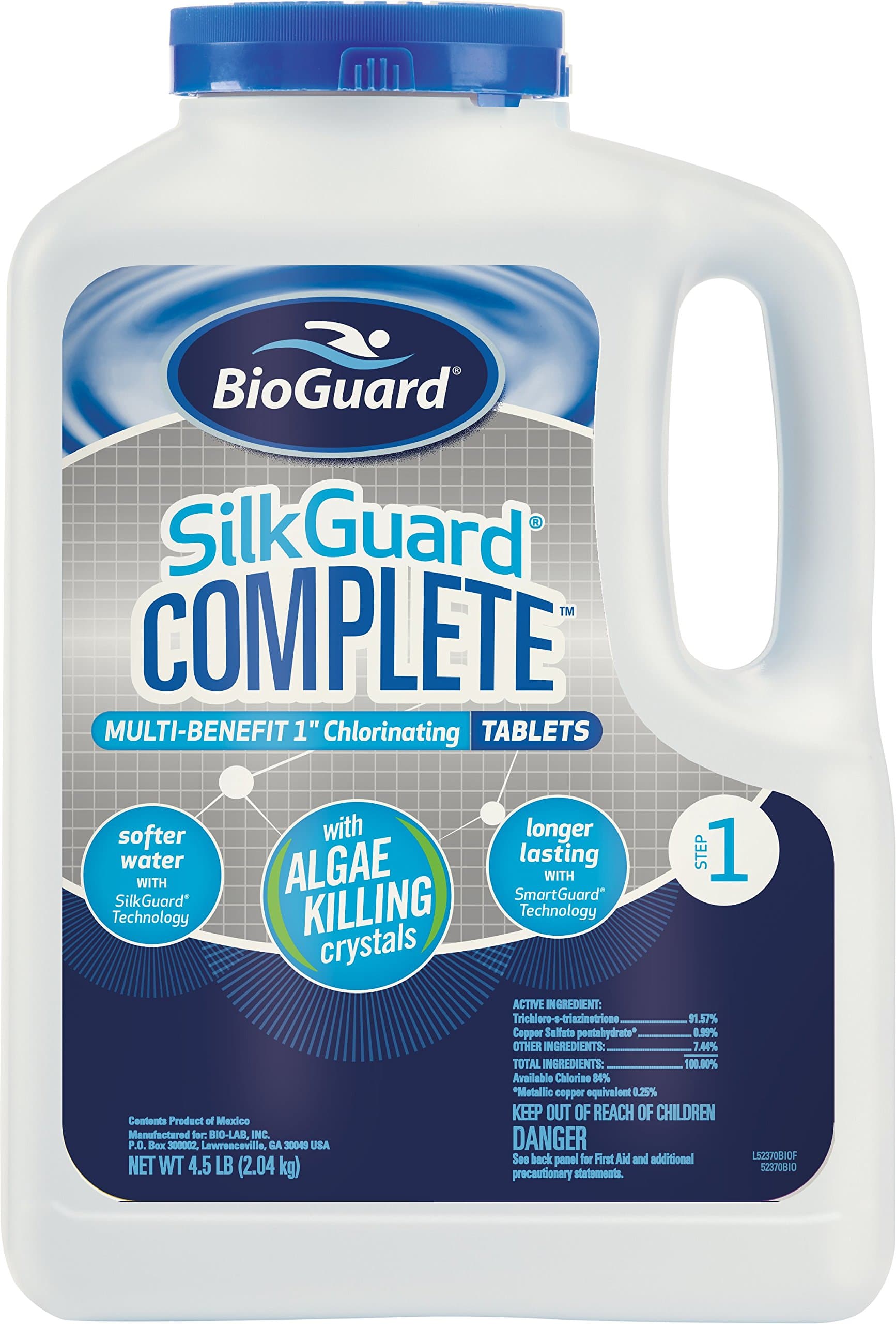 BioGuard SilkGuard Complete 1” Chlorinating Tablets, 4.5 lb, Chlorine Tablets for Sanitizing Swimming Pools