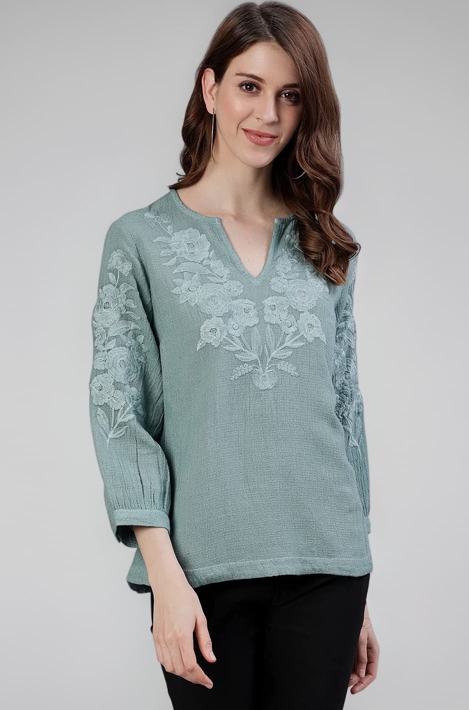 Ishin Women's Cotton Regular Fit Top