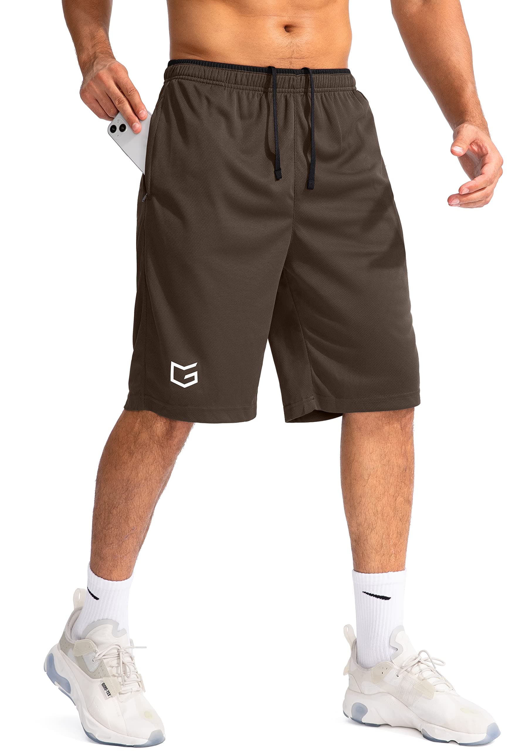 G Gradual Men's Basketball Shorts with Zipper Pockets Lightweight Quick Dry 11" Long Shorts for Men Athletic Gym
