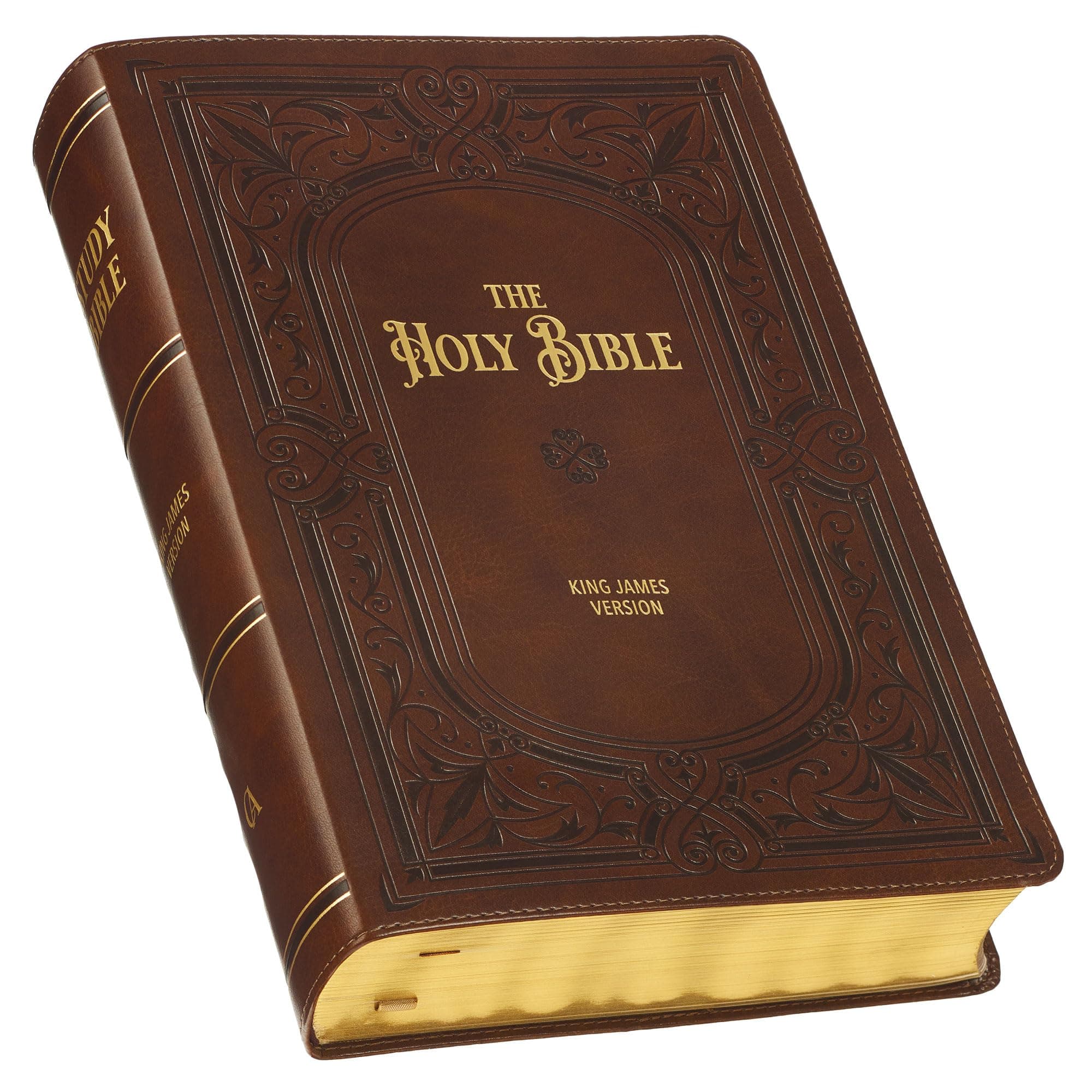 KJV Study Bible, Large Print King James Version Holy Bible, Thumb Tabs, Ribbons, Faux Leather Toffee Brown Framed Art Nouveau Debossed (KJV Study Editions LP)