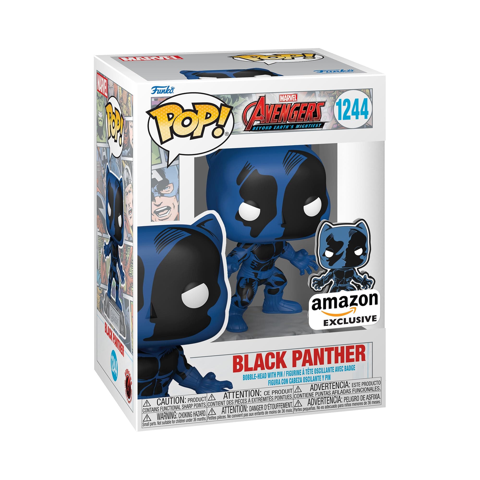 Pop! Marvel: A60 - Comic Black Panther with Pin - Marvel Comics - Amazon Exclusive - Vinyl Collectible Figure - Gift Idea - Official Merchandise - Toy for Children and Adults
