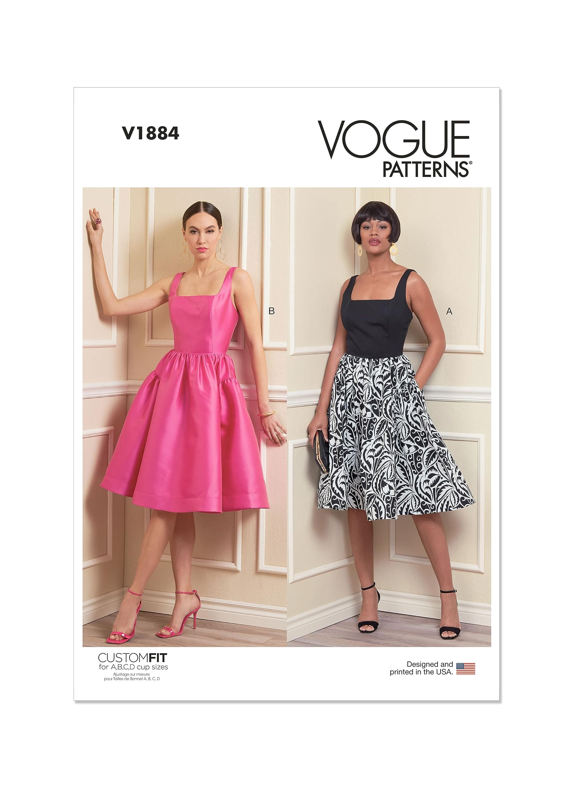 Vogue Misses' Close-Fitting Lined Dress Sewing Pattern Kit, Design Code V1884, Sizes 6-8-10-12-14