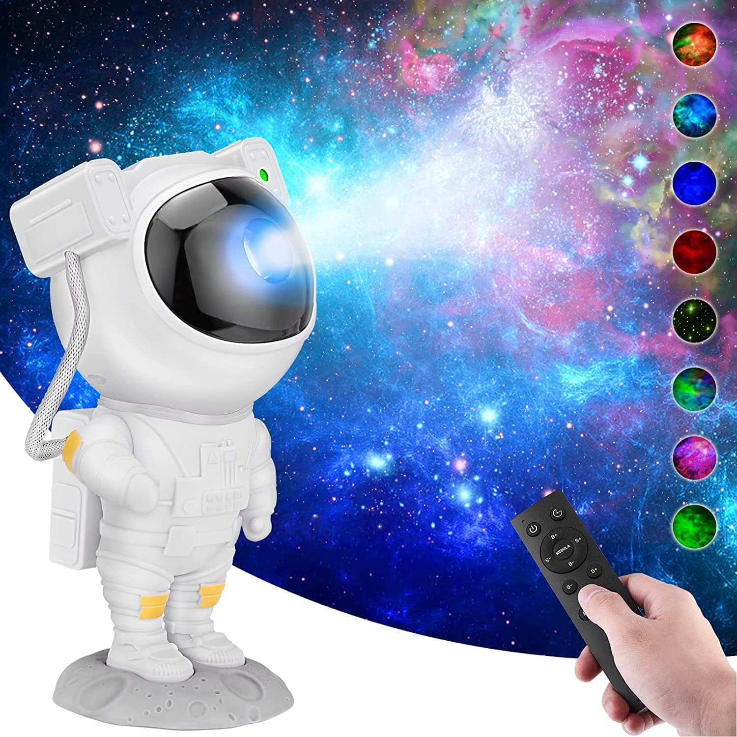 Astronaut Galaxy Projector Night Light | 360° Adjustable Nebula Lamp with Remote & Timer | Star Projector for Kids Bedroom, Baby Room, Gaming Room, Home & Party Décor