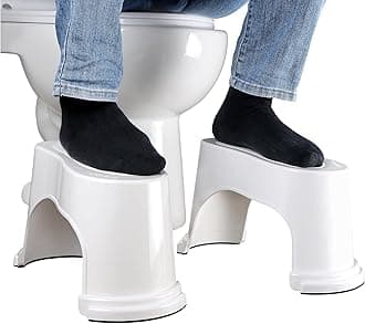 Evron 7 inch Bathroom Toilet Stool,2 Separate Potty Poop Stool Adult Set,Stackable Toilet Stool for Men,Women,Squatting Stool Healthier Way Toilet Posture Space Saver Potty Step (White 1 Pairs)
