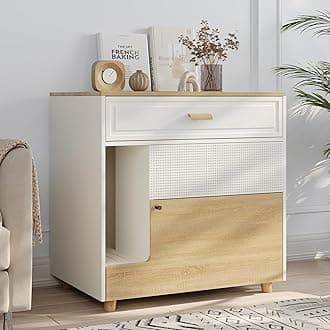 Faceket Cat Litter Box Enclosure - Indoor Litter Box Furniture Hidden with Drawer and Door - 32"x19"x32"H
