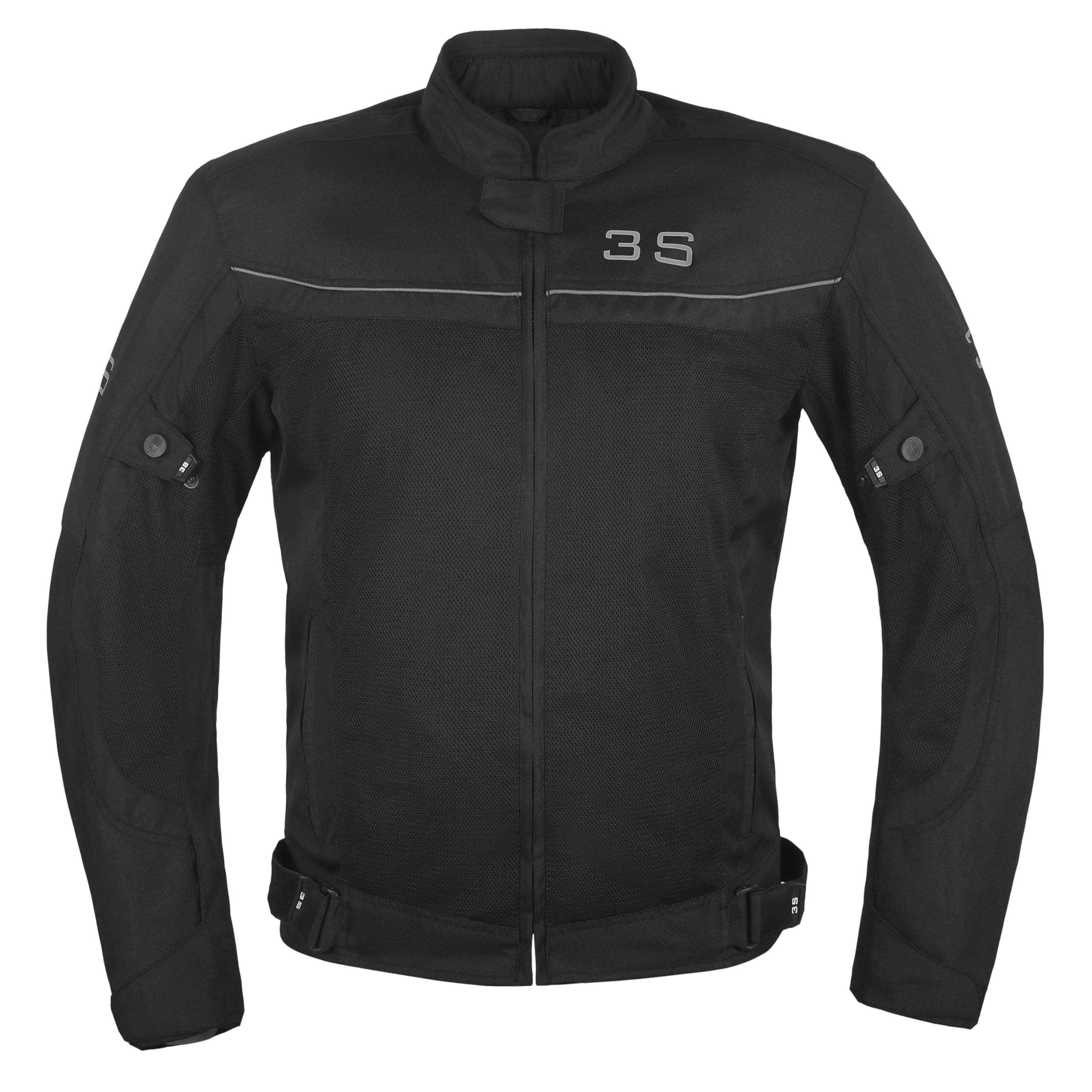 3S HIGH-PERFORMANCE MESH MOTORCYCLE JACKET- BREATHABLE, CE ARMORED FOR BIKER, RIDING PROTECTION...BLACK