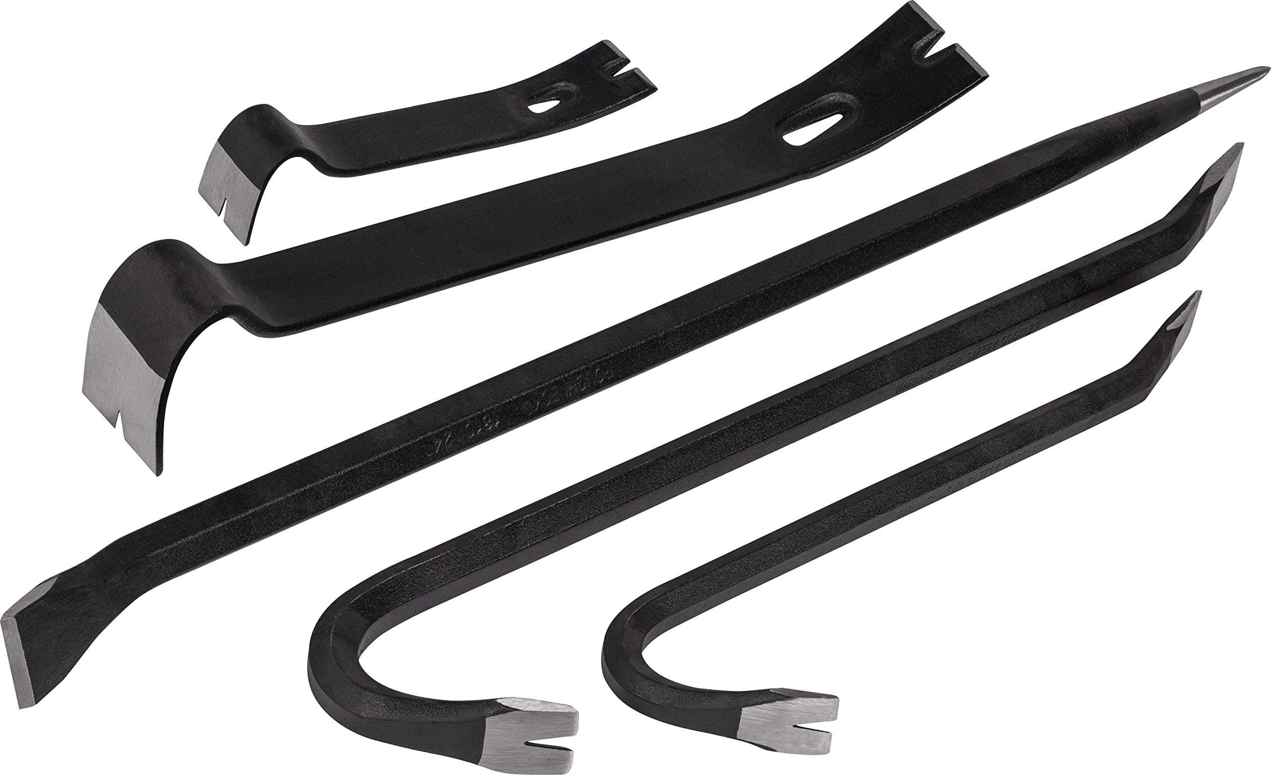 ROU64965 Multi-Purpose Bar 5 Piece Set Including: Utility Bars (7in)(15in), Aligning Bar (24in) & Wrecking Bars (12in)(18in)