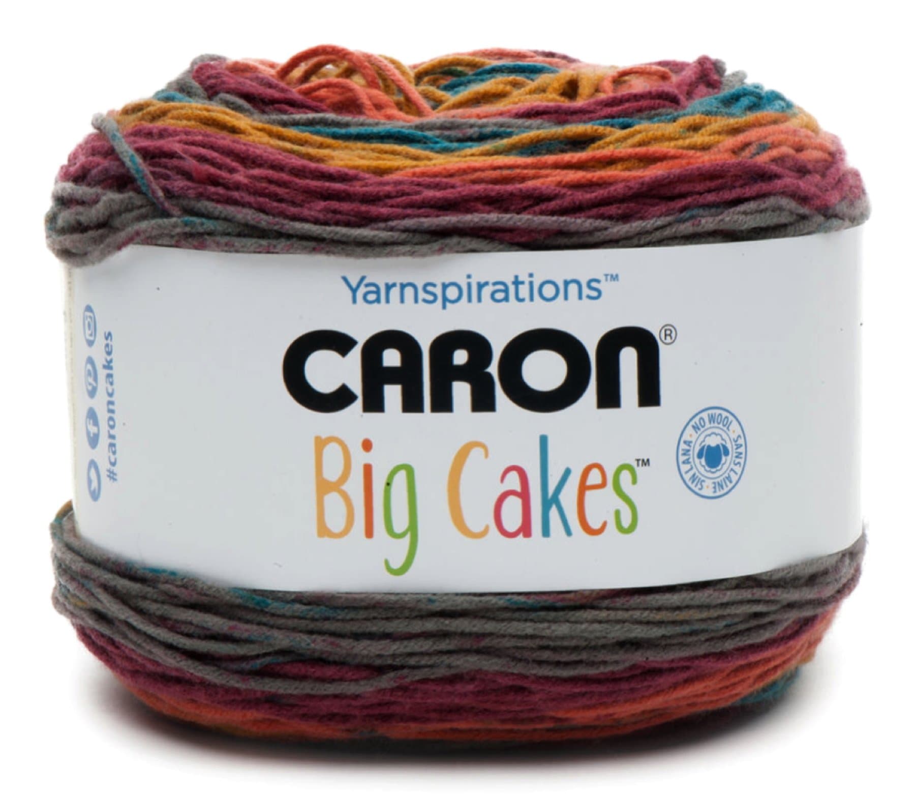 Caron Big Cakes Self Striping Yarn ~ 603 yd/551 m / 10.5oz/300 g Each (Toffee Brickle)