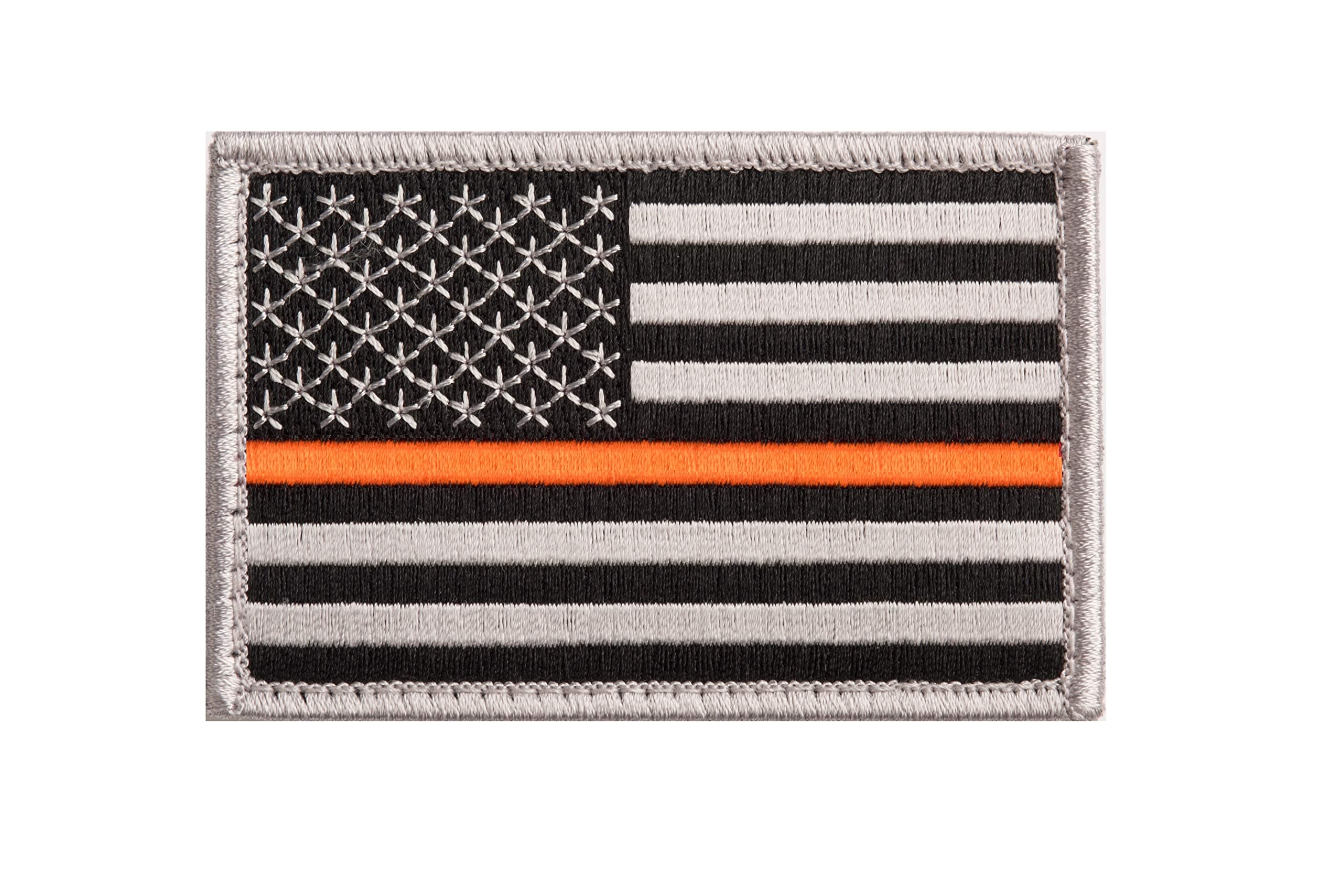 Thin Orange Line US Flag Embroidery Patch for Search and Rescue with Hook/Loop Backing