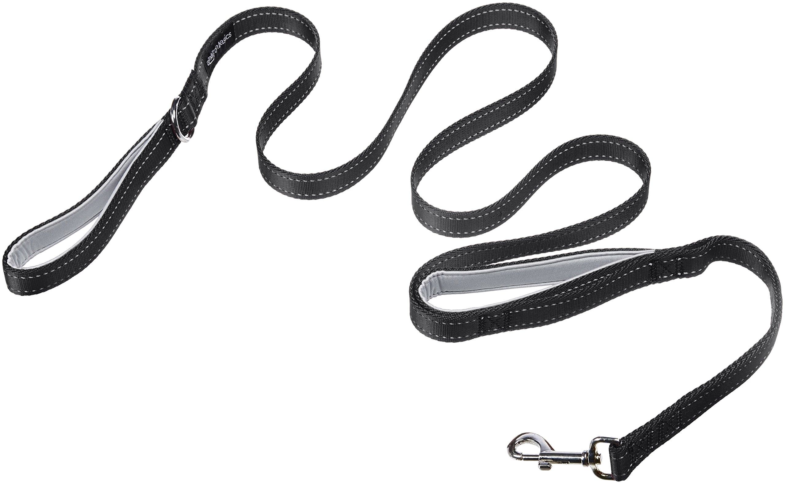 Amazon Basics Double Handle Padded Dog Leash, 6-Foot, Black