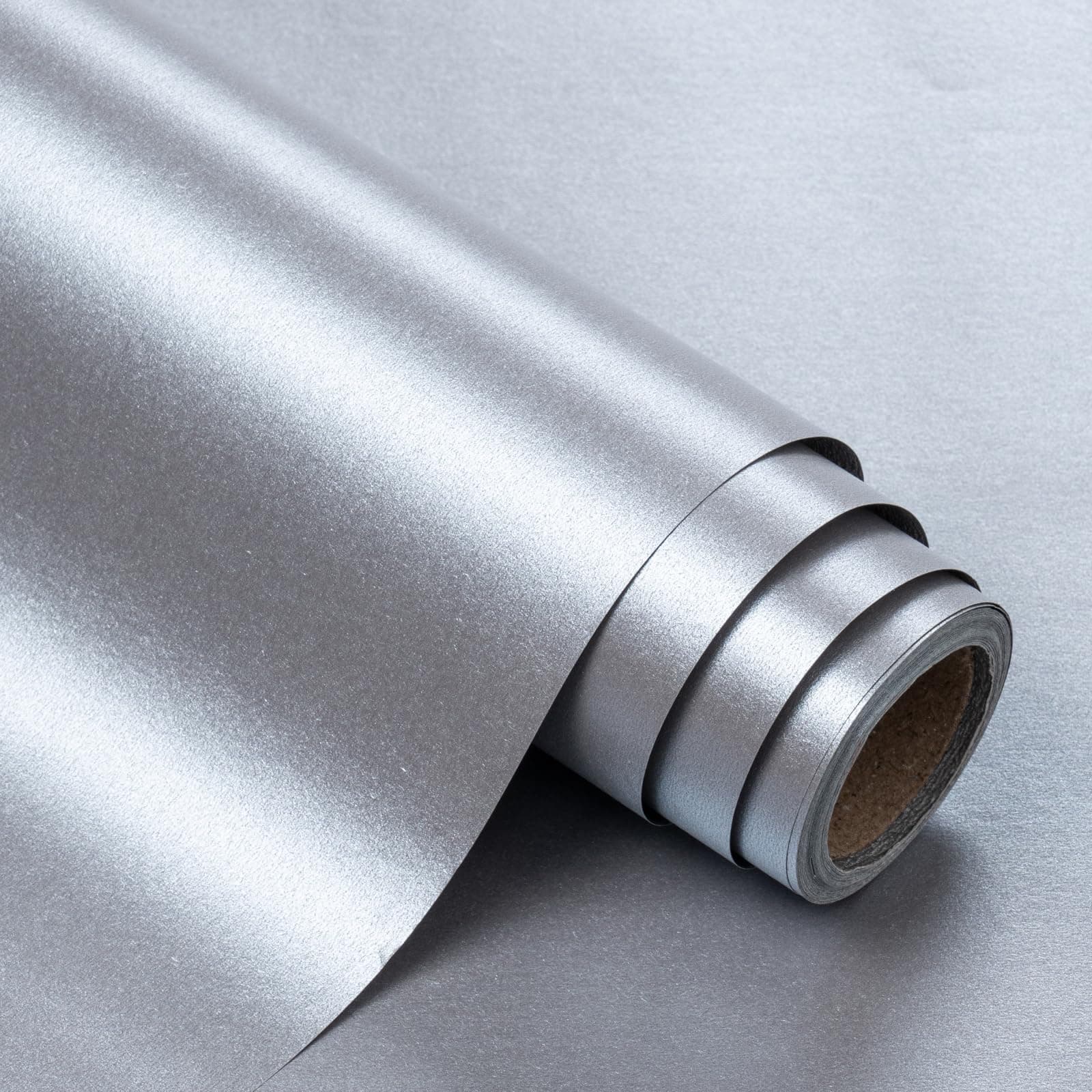 WRAPAHOLIC Solid Color Pearl Glossy Wrapping Paper,Silver Matte Gift Wrapping Paper - Perfect for Baby Shower,Party,Birthday,DIY Bouquet,Wedding(17in x 32.8ft Roll, 46 Sq. Ft)