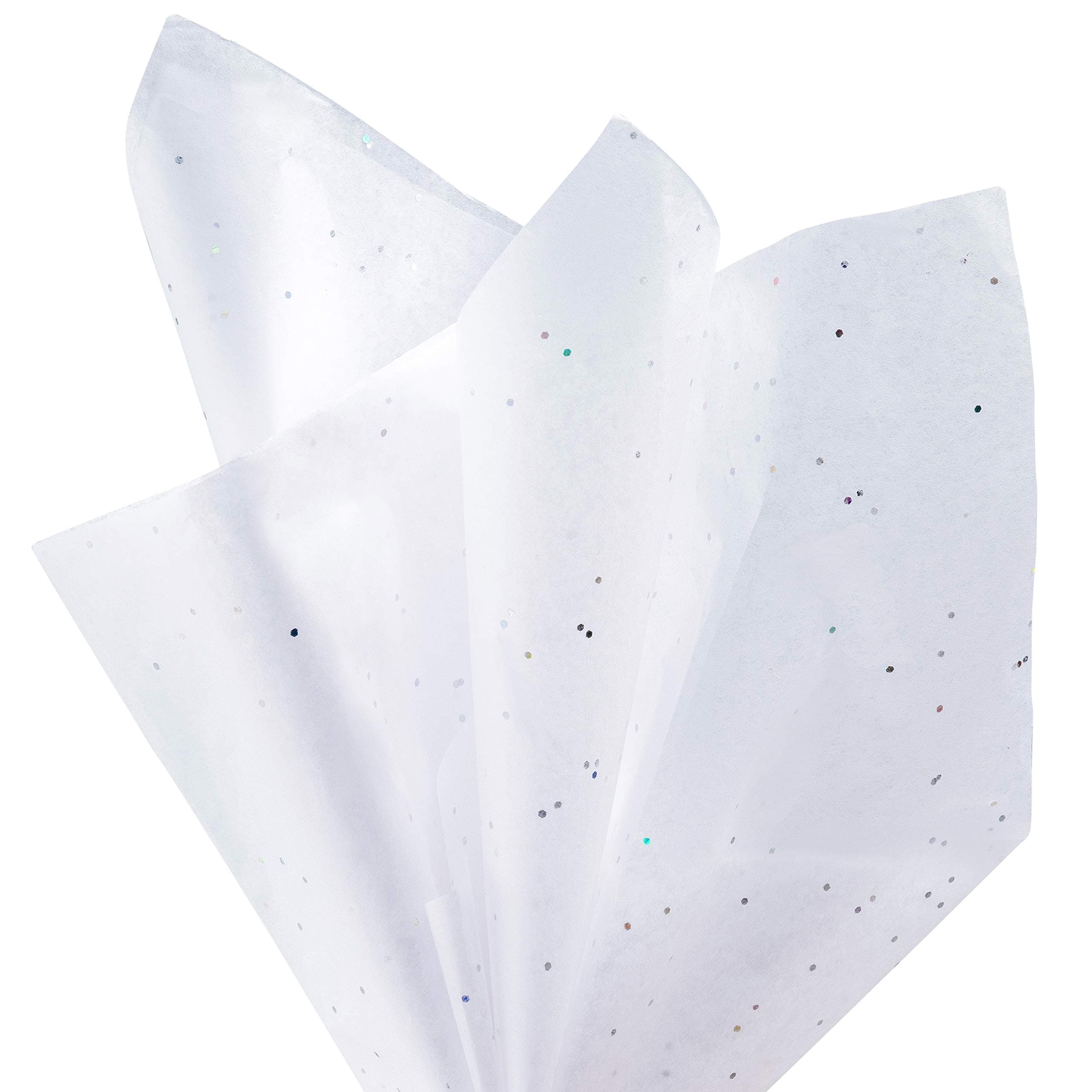 Gift Tissue Paper Bulk - 60-Sheet Gift Wrapping Tissue Paper with Glitter, 20 x 26 Inches, Gift Bag Tissue Paper Gift Wrap, White Colored Tissue Paper, Paper Craft Supplies