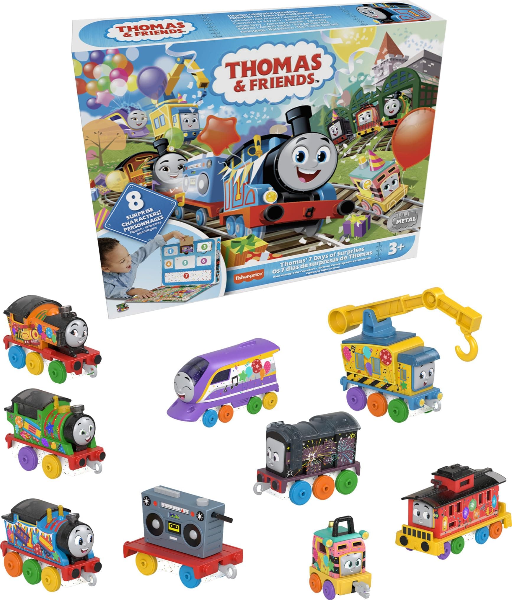 Thomas & Friends Toy Trains Gift Set Thomas’ 7 Days of Surprises, 10-Piece Diecast Vehicles with Cargo for Kids Ages 3+ Years (Amazon Exclusive)