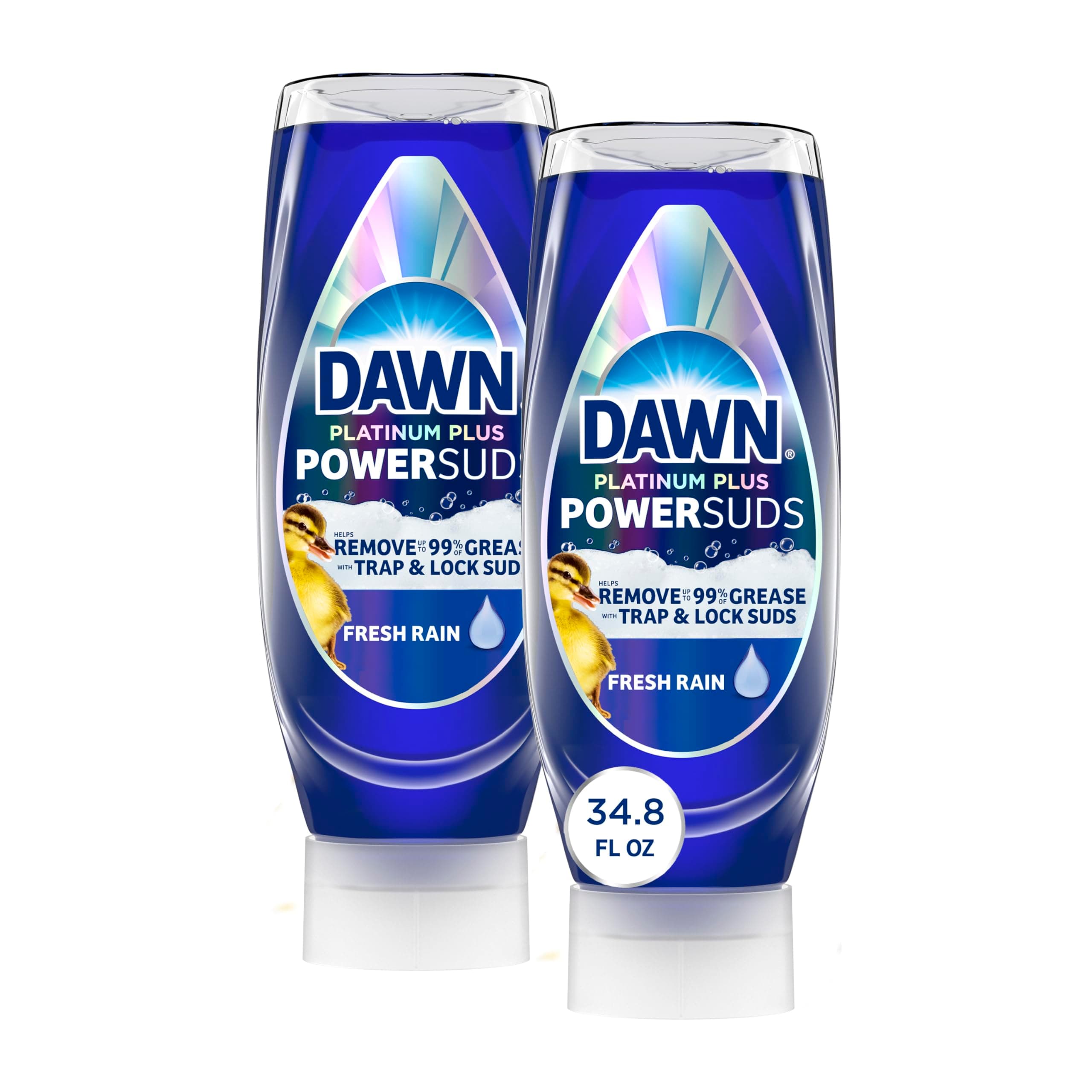 Dawn Platinum Plus PowerSuds Liquid Dish Soap, 2x17.4oz Bundle. EZ-Squeeze Bottle