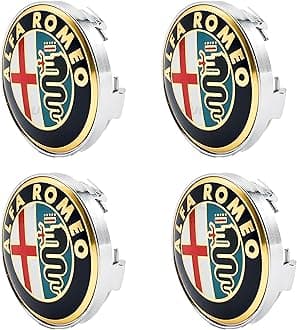 Wheel Hub Center Cap Center Logo Emblem Hub Cover 60mm ABS Material Compatible with AIfa Romeo Accessories (Alfa Colored Gold)