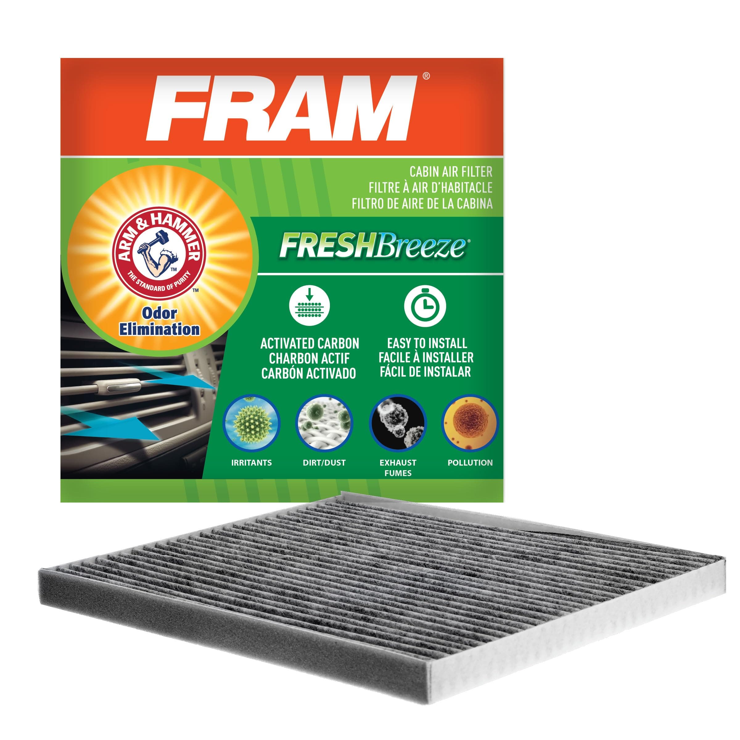 Fresh Breeze Cabin Air Filter Replacement for Car Passenger Compartment w/ Arm and Hammer Baking Soda, Easy Install, CF11776 for Select Infiniti and Nissan Vehicles