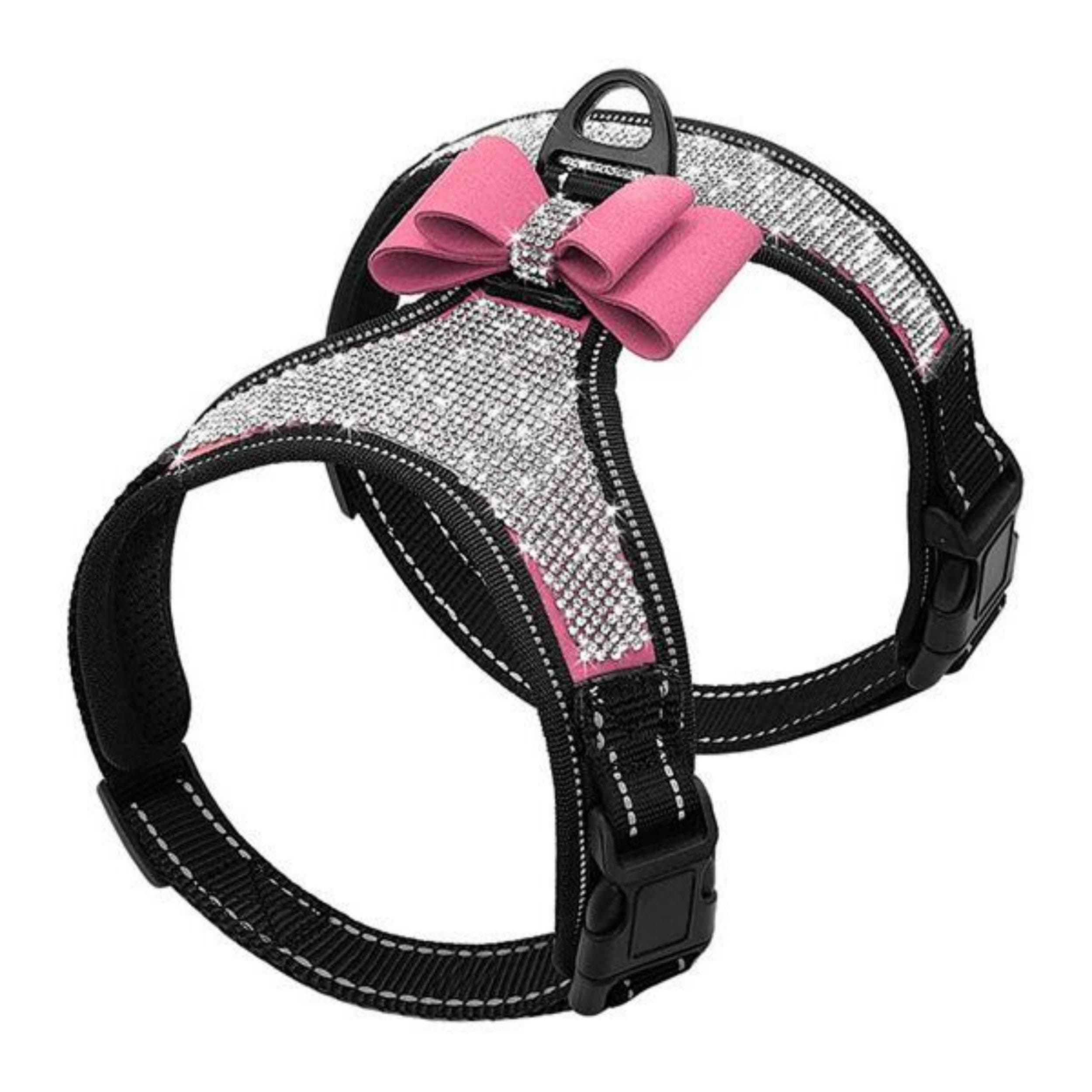 Cute Bling Rhinestone Dog Harness with Bow for Present