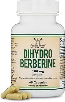 Dihydroberberine Supplement 100mg, 60 Capsules (Patented GlucoVantage Super Berberine, May be 5X More Effective Than Berberine with Less Side Effects) Third Party Tested, Vegan Safe by Double Wood