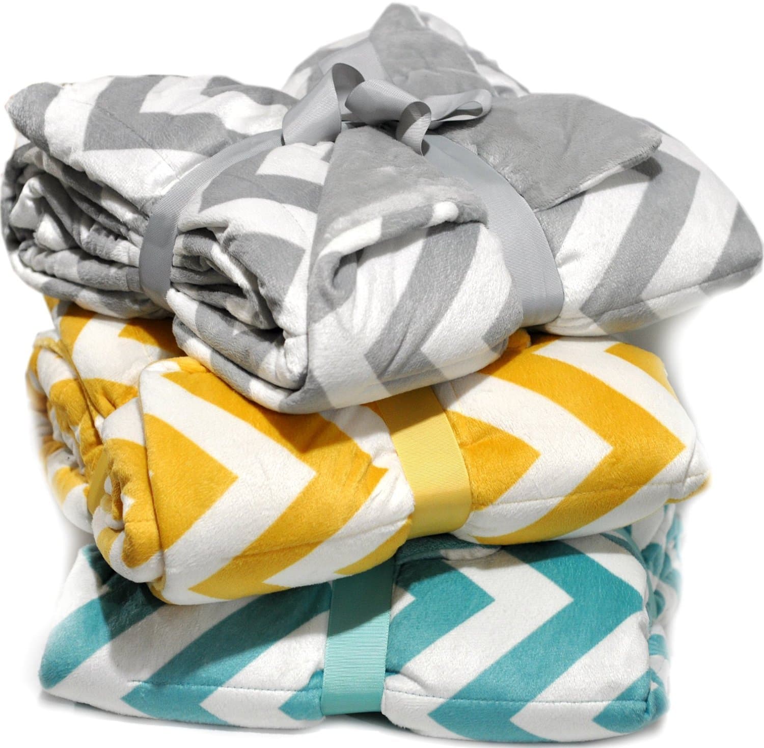 Plush Chevron Quilted Throw Super Soft Velvet Reversible Oversized Blanket (Teal)