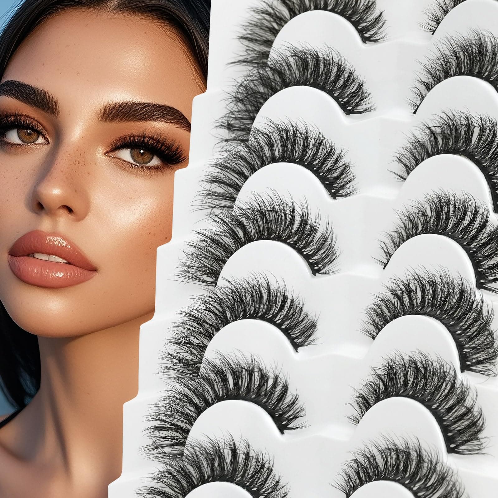 Mink Lashes Fluffy Wispy Eyelashes - 3D False Eyelashes Long Cat Eye 8-16mm Dramatic Volume LookD Curl Russian Strip Lashes Fake Eyelash Pack by EMEDA(3D112)