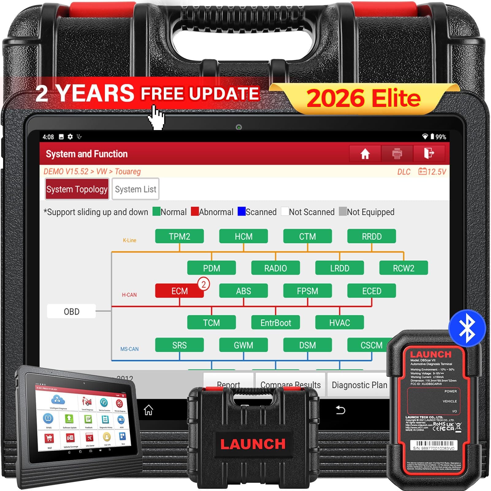Launch X431 PRO3 (V+) V5.0 2026 Upgraded Bidirectional Scan Tool, OEM Topology Map, Scan HD Trucks, AutoAuth for FCA SGW, ECU Coding, 55+ Services, All System Diagnose, 2-Year Free Update, CAN FD