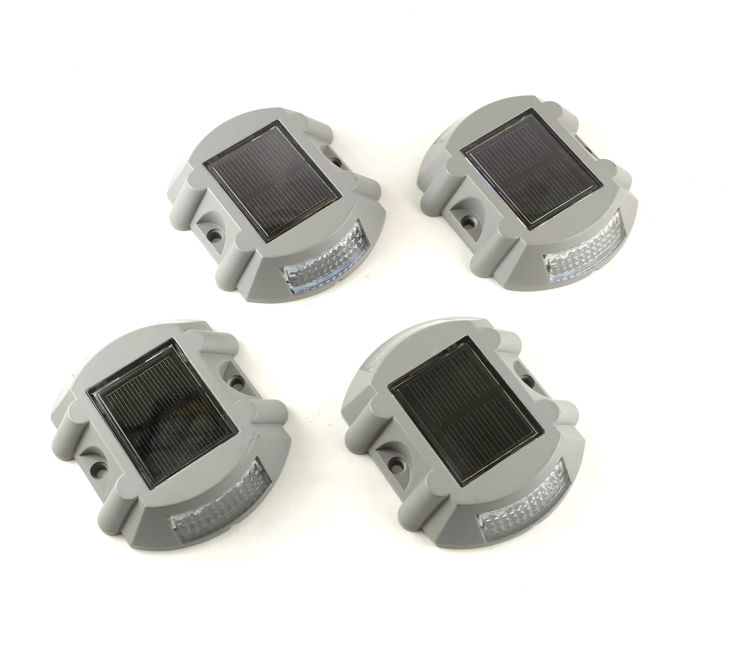 Solar Deck Lights By NuHome 4 Pack Die Cast Aluminum LED, Dock, Deck, Pathway, Driveway Marker Lights 6 LED's