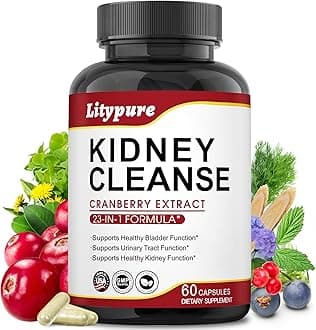 23-in-1 Kidney Cleanse Detox & Repair with 50:1 Cranberry Extract | Botanical Formula for Urinary Tract Wellness | 60 Capsules