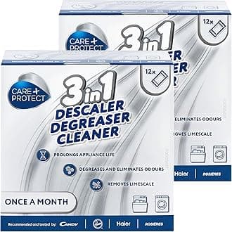 Care+Protect 3 in 1 Washing Machine - Dishwasher Cleaner - Limescale Remover - Degreaser - Hygienic Cleaner - Universal - 24 Months Supply - Maxi Pack