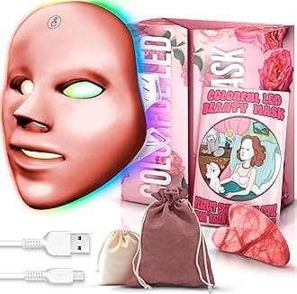 Red Light Therapy for Face, Led Face Mask Light Therapy, 7-1 Colors LED Facial Skin Care Mask, Salon Effect at Home (Pink)