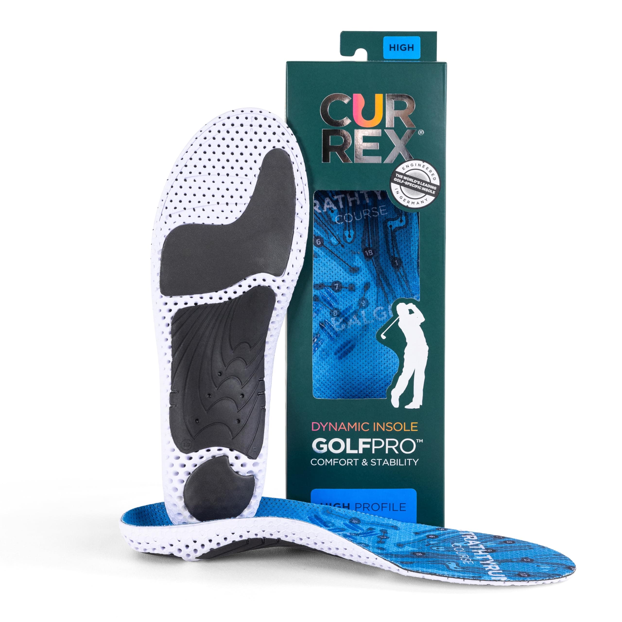 CURREX GolfPro Insoles for Golf Shoes – Arch Support Inserts to Improve Balance, Stability, Comfort & Performance, Help with Foot & Heel Pain Relief – for Men & Women – High Arch, Small