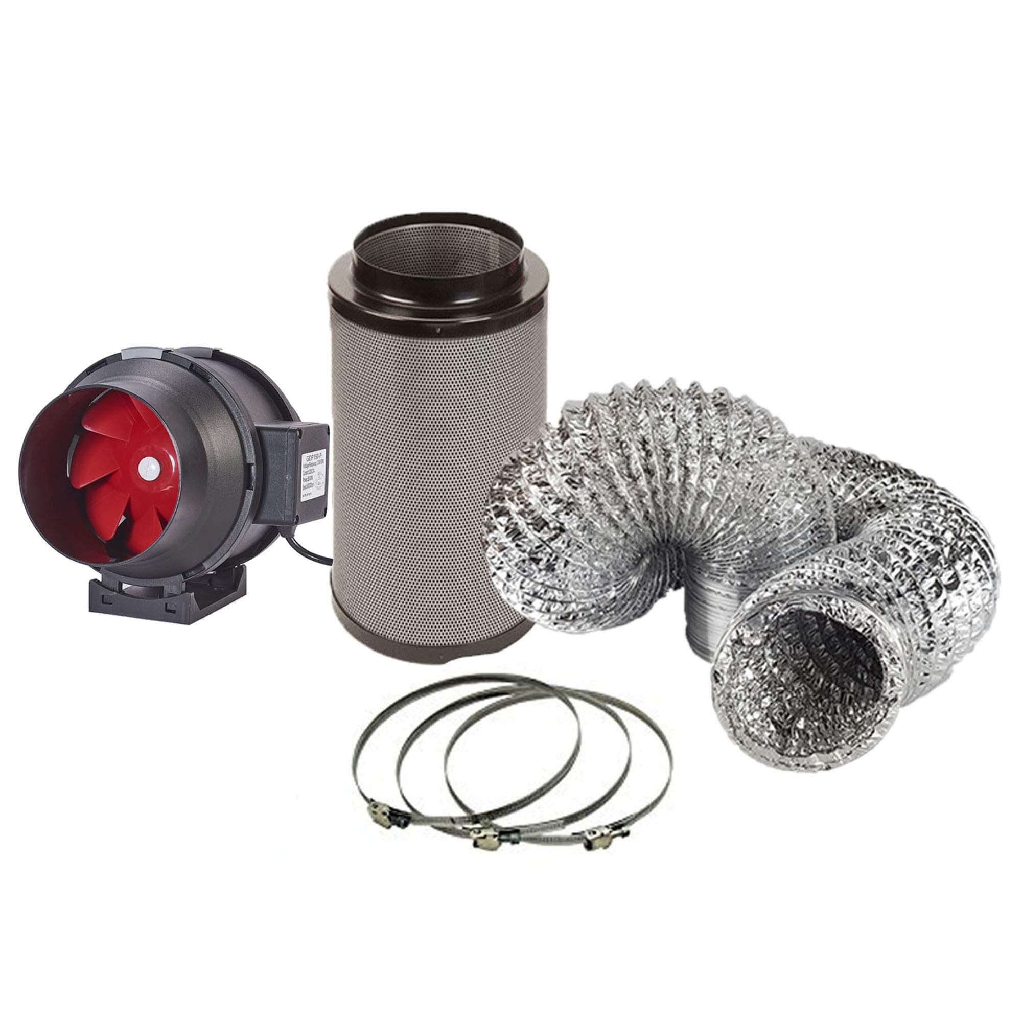 Hydroponics Twin Speed Fan & Fox Carbon Filter Kit Set 4 5 6 8 10" + 5m Ducting (8" 2 Speed Fan - 200x400 Filter)