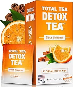 Total Tea SIimming Detox Tea Caffeine Free - 25 Day Detox - Herbal Tea with Chamomile, Hibiscus Tea & Ginger Root for Colon Cleanse – Natural Citrus & Cinnamon Fruit Tea for Digestive Health