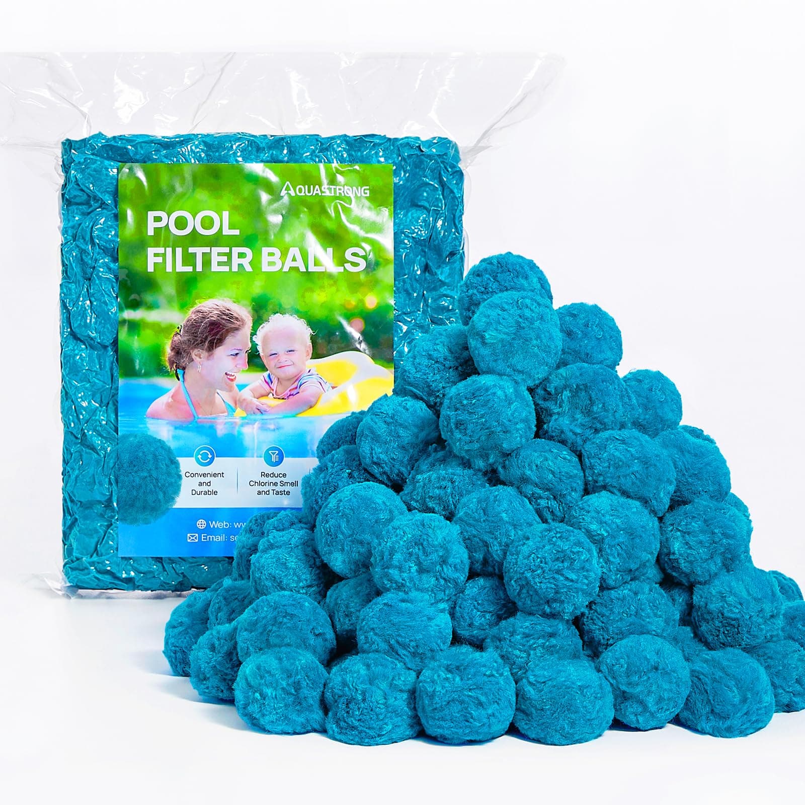 Pool Filter Balls for Sand Filter Pump, 4.6 lbs Reusable Sand Filter Balls (Replaces 150 lbs Pool Filter Sand), Efficient Stone Blue Filter Balls for Swimming Pools, Filter Pumps, Aquariums