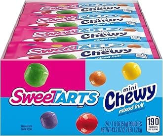 SweeTARTS Mini Chewy, Candy, Mixed Fruit, 1.8 oz, 24 count