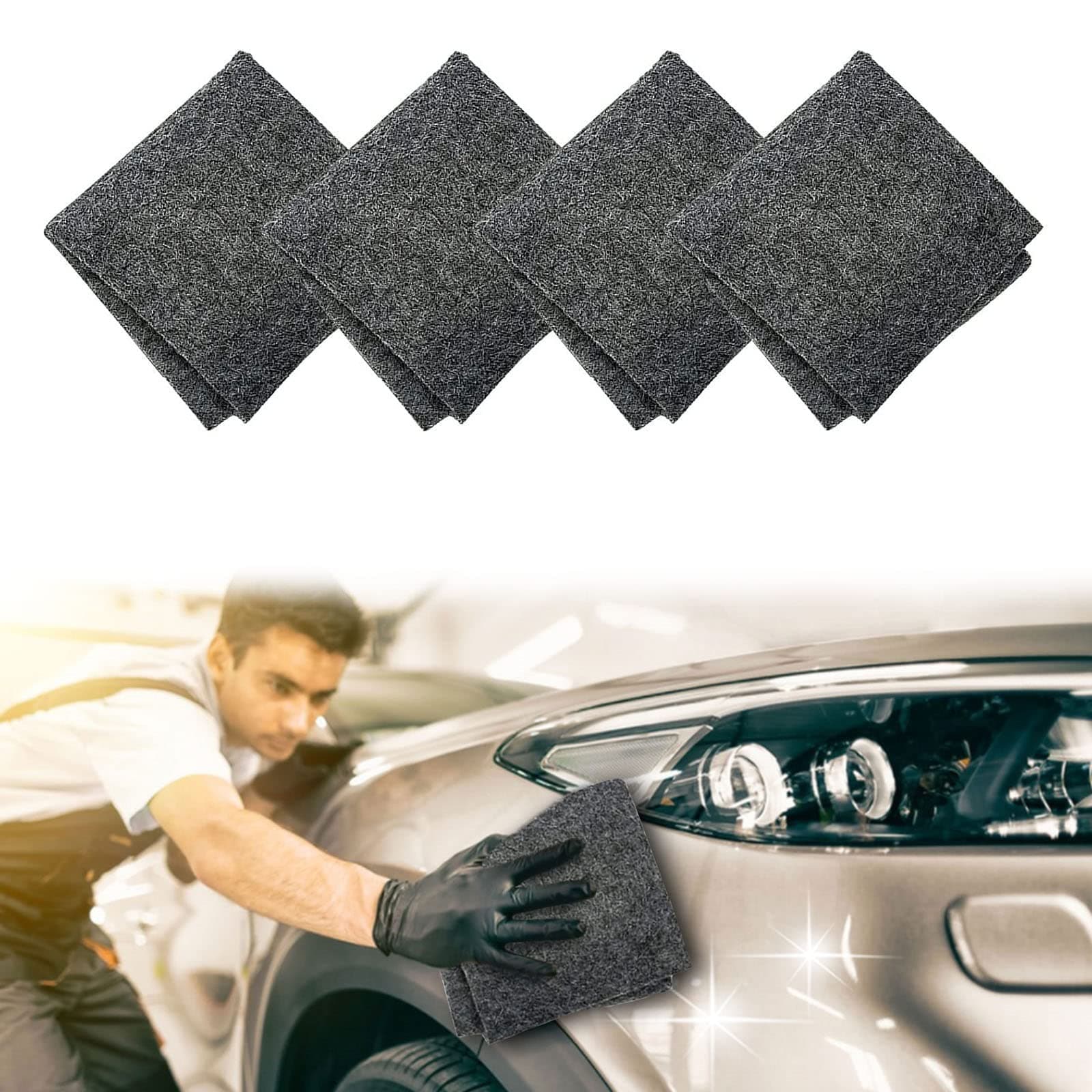 4 Pcs Nano Sparkle Cloth, Multifunction Nano Magic Cloth Scratch Remover, Magic Scratch Remover Cloth for Car Paint, Car Paint Scratch Repair Kit for Car Nano Sparkle Cloth Magic Scratch Removal