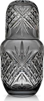 Godinger Bedside Night Carafe, Water Pitcher with Cup, Water Carafe - Cup and Bottle to Keep Next To Your Bed for a Handy Midnight Drink