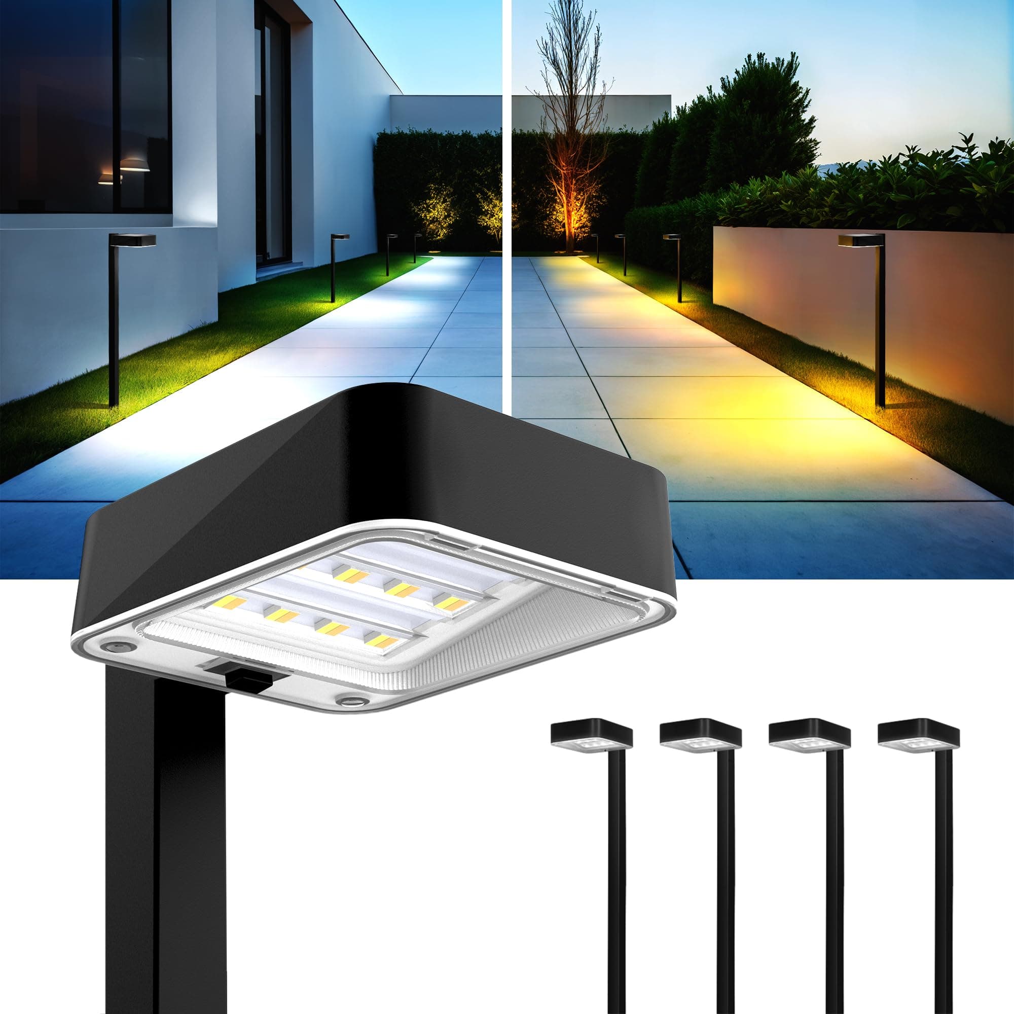 Solar Pathway Lights Outdoor,6 Pack Bright Modern Solar Lights Waterproof with 2 Modes(Cold/Warm White) for Walkway,Yard,Driveway,Garden,Patio