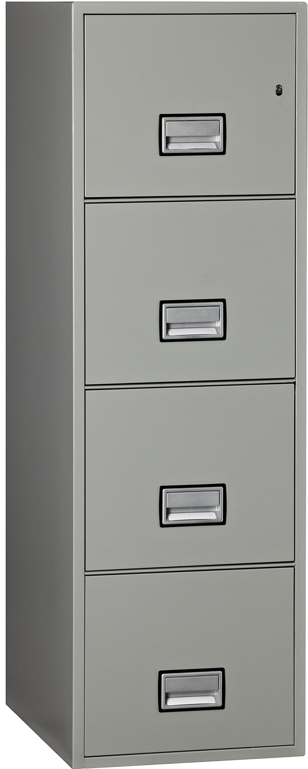 Phoenix Vertical 25 inch 4-Drawer Letter Fireproof File Cabinet with Lock, Water Seal, Gray