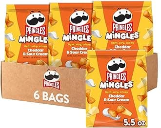 Mingles Puffed Snacks, Cheddar and Sour Cream, Cheese Puffs, Salty Snacks (6 Bags)