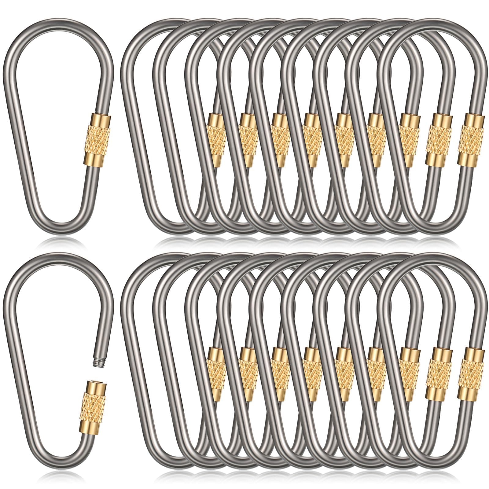 Skylety Mini Titanium Locking Clips D-Ring Locking Snap Keychain Keyring Screw Lock Buckle for Outdoor Indoor Dog Tags Use, Lightweight and Sturdy